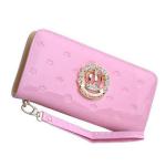 Designová lakovaná kožená peněženka - světle růžová