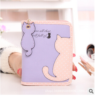 Malá peněženka s kočkami - fialová