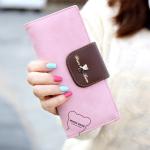 Dlouhá koženková peněženka - růžová